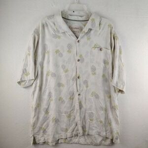 Tommy Bahama Mens XXLarge‎ Silk Casual Button Up Shirt Beige Pineapple Size XXL